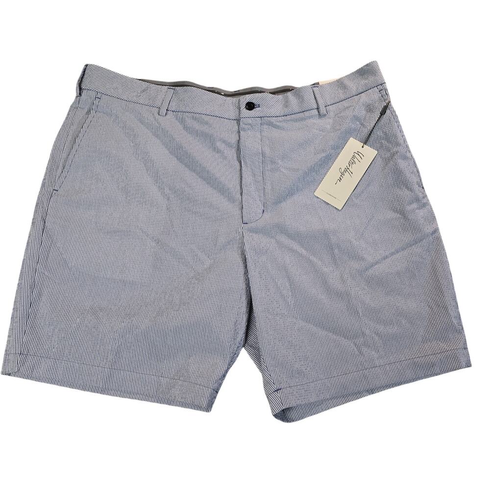 Walter Hagen Men’s Clubhouse Seersucker Golf Shorts Blue White Stripe W42 NWT